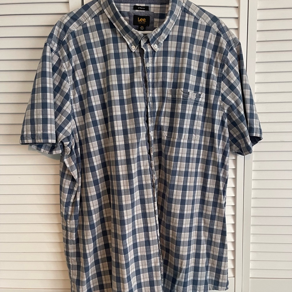 Lee Blue and White Casual Button Down Shirt